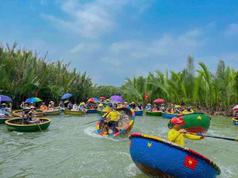 Hoi An: Basket Boat Ride in the BẢY MẪU Coconut Forest - Net casting and crab fishing: the traditional moments you’ll remember