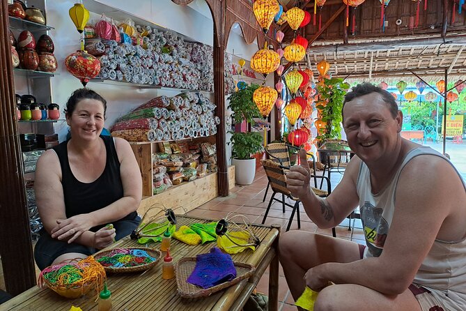 Hoi An City tour -Lantern Making and Silk Making process - Lantern making with a bamboo frame and silk color choices
