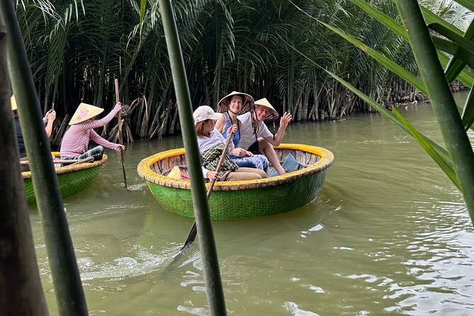 Hoi An countryside cycling Tour,Basket Boat-organic farming-lunch - Bay Mau coconut forest and the basket-boat section: coconut water, fishing practice, and crabbing
