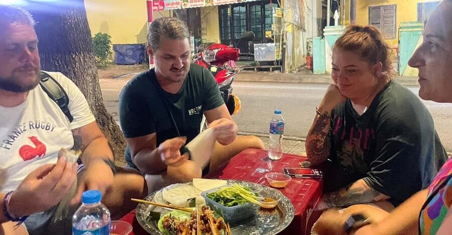 Hoi an food tour with 8 different street food tasting - Starting at Bun Cha Ta: spring rolls plus egg coffee