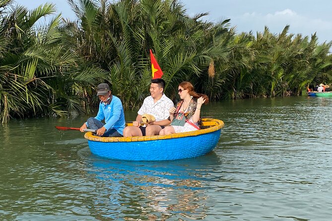 Market Tour , Basket Boat and Cooking Class Hoi An - Bamboo basket boat in the Bay Mau nipa palm waters